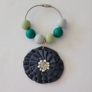 Gray Flower Bogg Bag Purse Charm